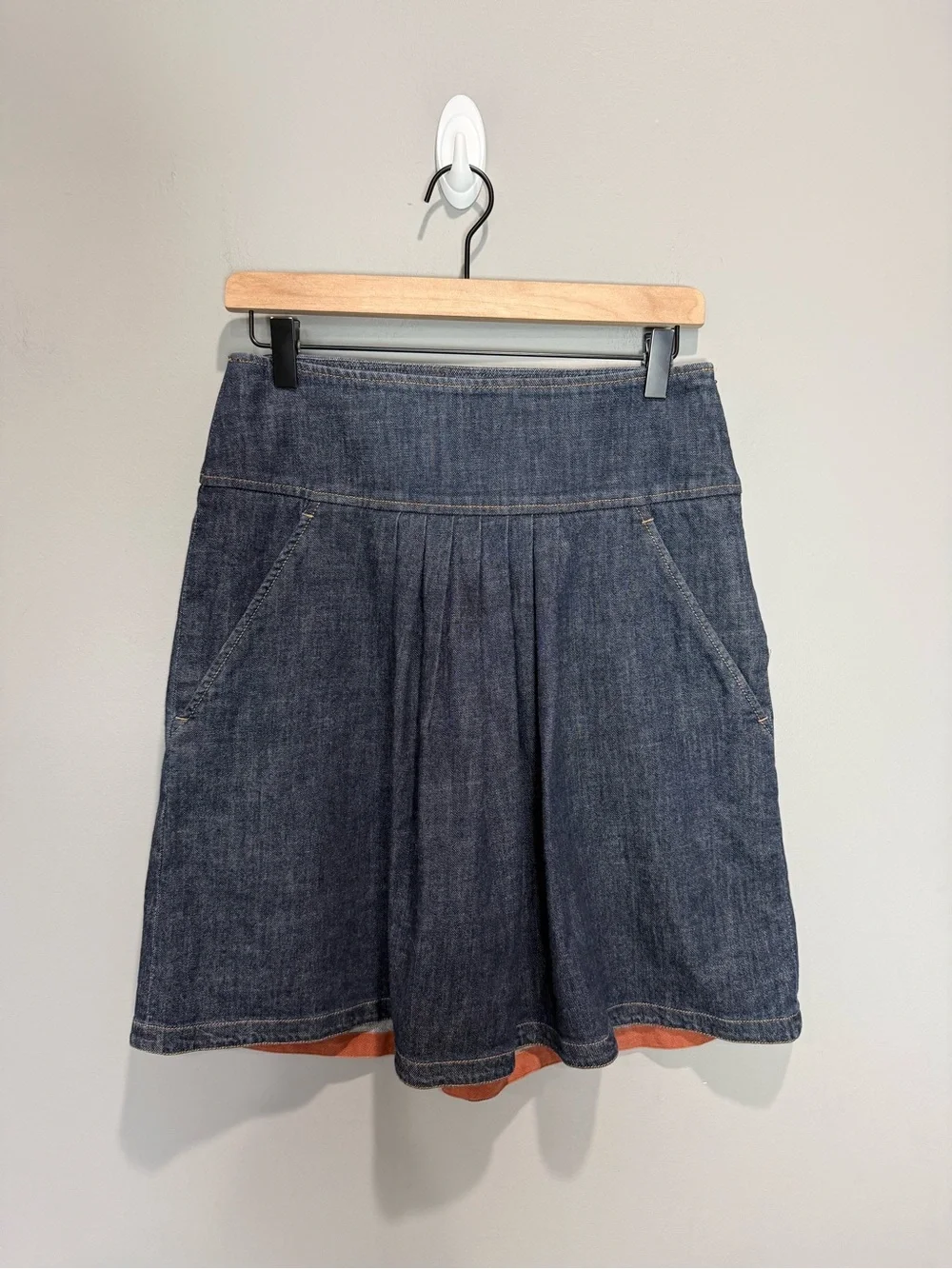 Rivamonti by Gunex Made in Italy Denim Pleated A-Line Skirt IT 40